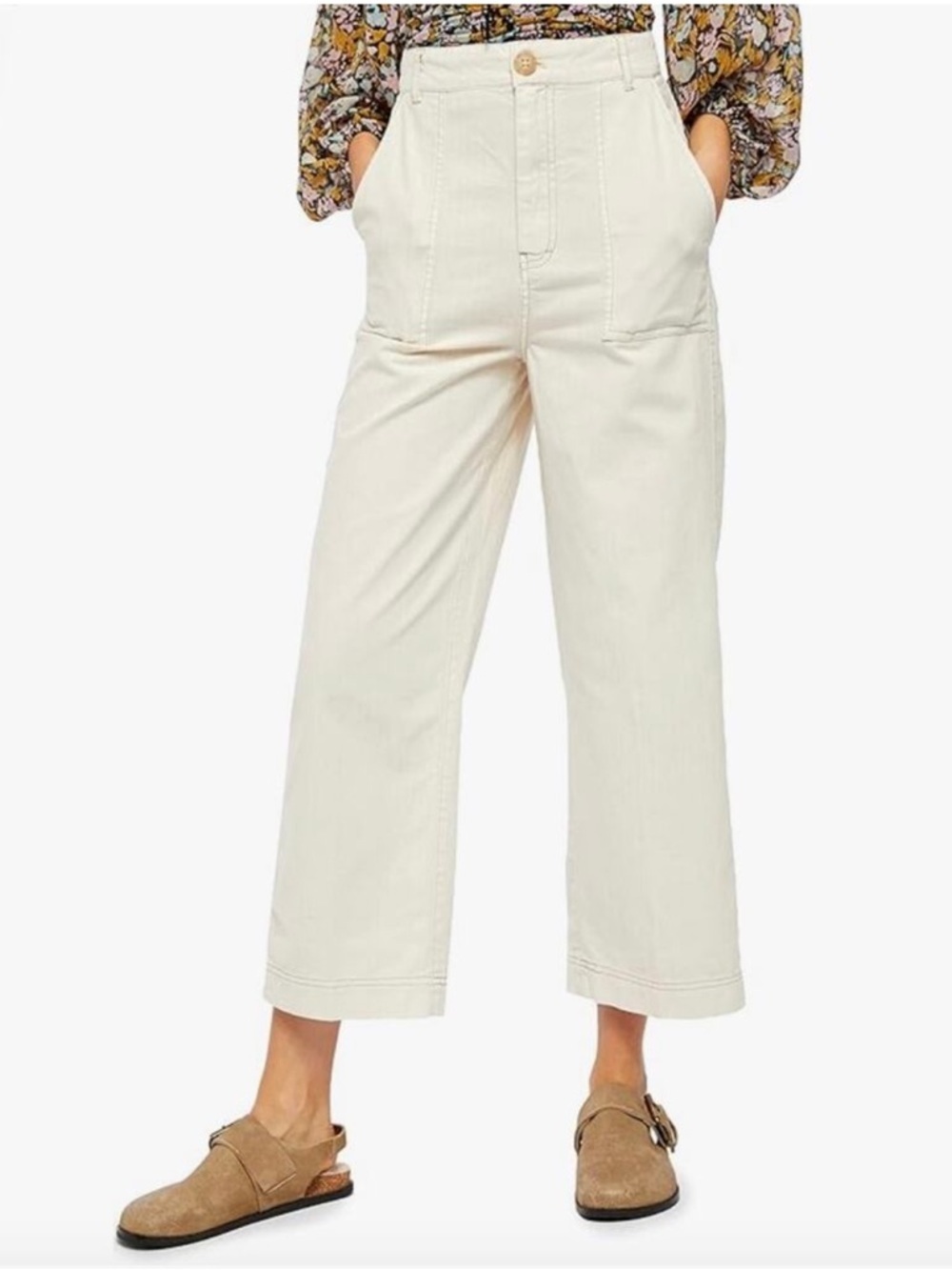 Free People Sunday Skies Wide Leg Pants in Cream Size 4